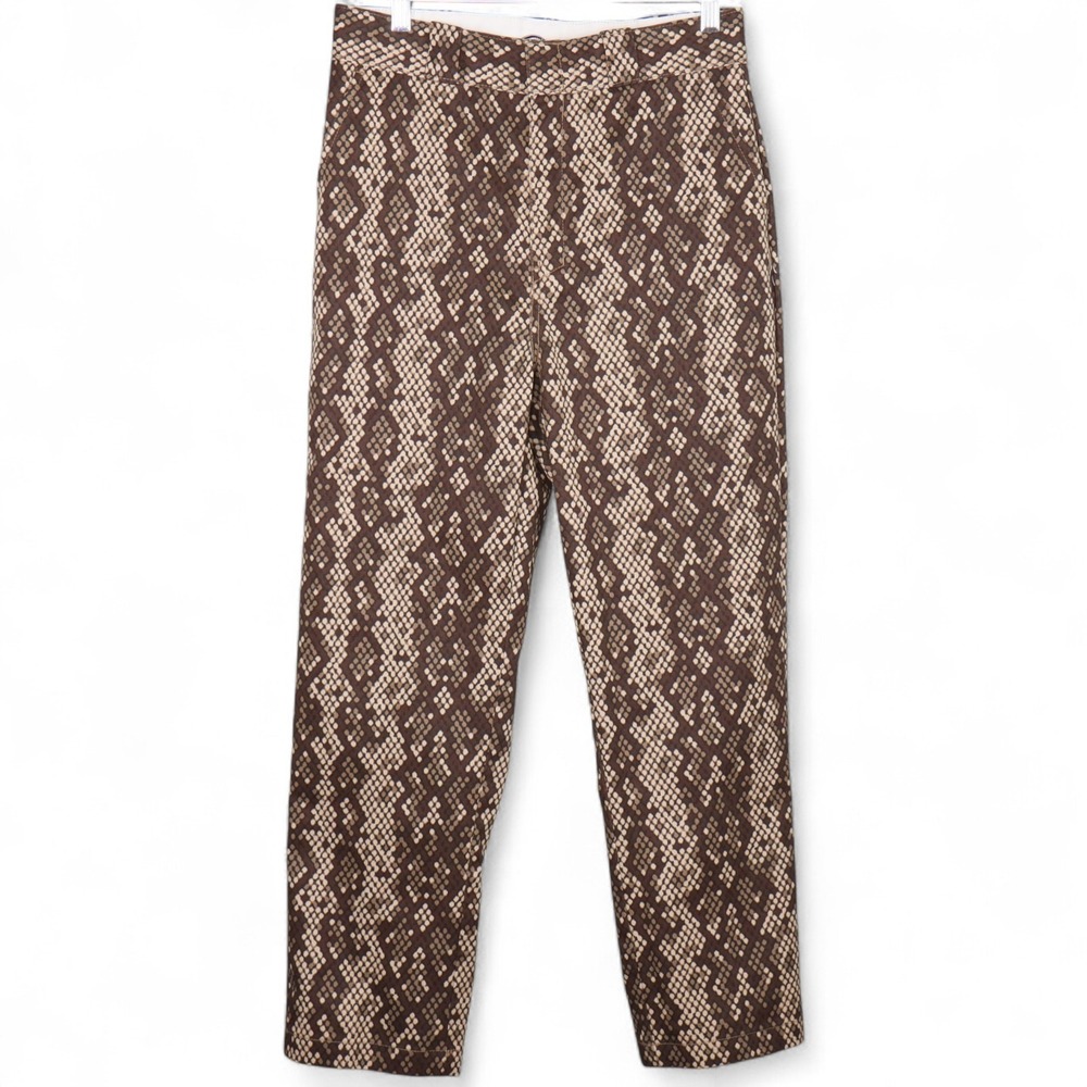 Dickies Snakeskin Print Pants Womens Size 8R Brown Beige Twill Animal Print